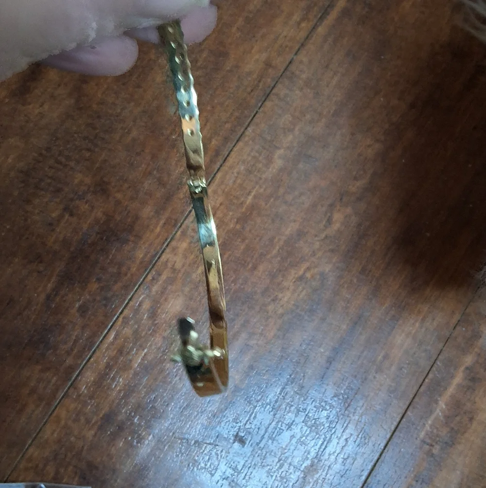 Vintage Gold Tone Hinged Bangle Bracelet Channel Set Clear CZ Stones - Picture 7 of 12